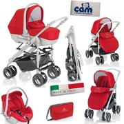 Коляска CAM Combi Family Elegant Tris 2012,  (красный/стразы)